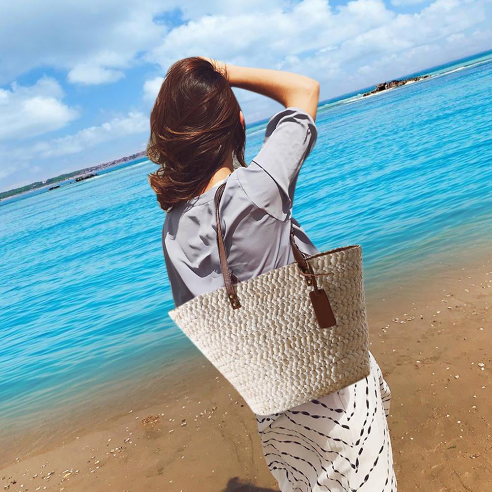 Womens Shoulder Metallic Tote Bag Summer Holiday Beach Handbag Reusable Ladies 