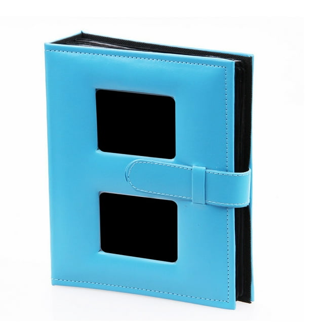 Álbum de fotos de 6 pulgadas, cubierta central de cuero tipo dos, colores sólidos, ligero, suave, coleccionador de imágenes, accesorio para el Almacenamiento y organización del hogar Azul Bewildely HA074247-02