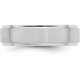 thumbnail image 3 of 14k White Gold 6.2mm Standard Weight Comfort Fit Brushed Satin/Polished Stepped Edge Wedding Band Size 11 - Ring Size 11.0, 3 of 7