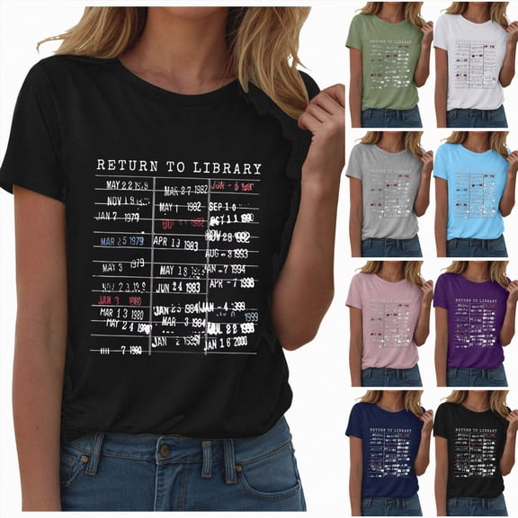 vigerkar Women Short Sleeve Crewneck Fashion Graphic Tees T-Shirt Pullover Tops (Purple, S)