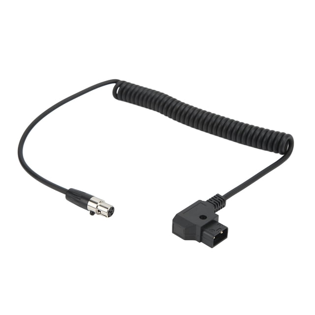 Cable adaptador de alimentación en espiral D-TAP macho a mini XLR de 4 pines para monitor TVlogic (12 V)