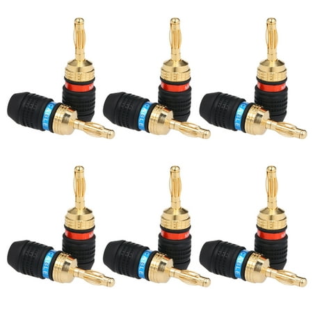 Banana Plug Red & Black Connector Speaker Corrosion-Resistant Banana Connector Left and Right Channels for Audio Video Amplifier Speaker Cable Jack