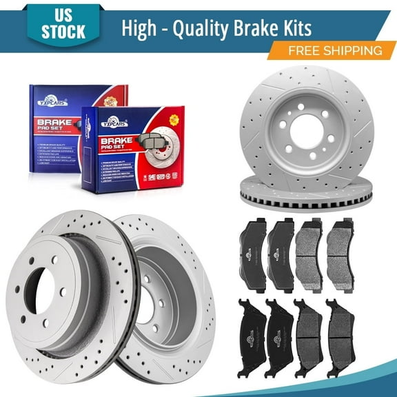 YXPCARS 12PCS Brake Kits, Brake Rotors Ceramic Brake Pads for 2012-2017 Ford F-150, Front Rear (54153, 54186, 1414, 1602)