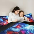 thumbnail image 5 of Homewish Cute Dinosaur Dino Queen Comforter Set,Wild Animal Bedding Sets,Orange Blue Lightning Bedding Comforter Set For Kids,Luxury Bedroom Decor Reversible,3-Piece, 5 of 8