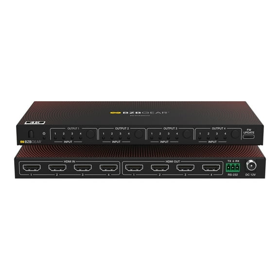 BZBGEAR 4x4 4K UHD HDMI Seamless Matrix Switcher and Video Wall Processor with Scaler/IR/Audio/RS-232