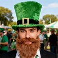 thumbnail image 4 of Shamrock Leprechaun Homburg Vacation Top Hat Green Panama Hat Porkpie Hat Surprise Gift Holiday Costume Accessory D, 4 of 4
