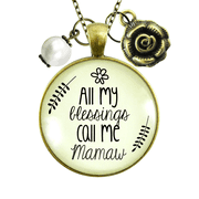 Mamaw Necklace All My Blessings Southern Grandma Gift 24"