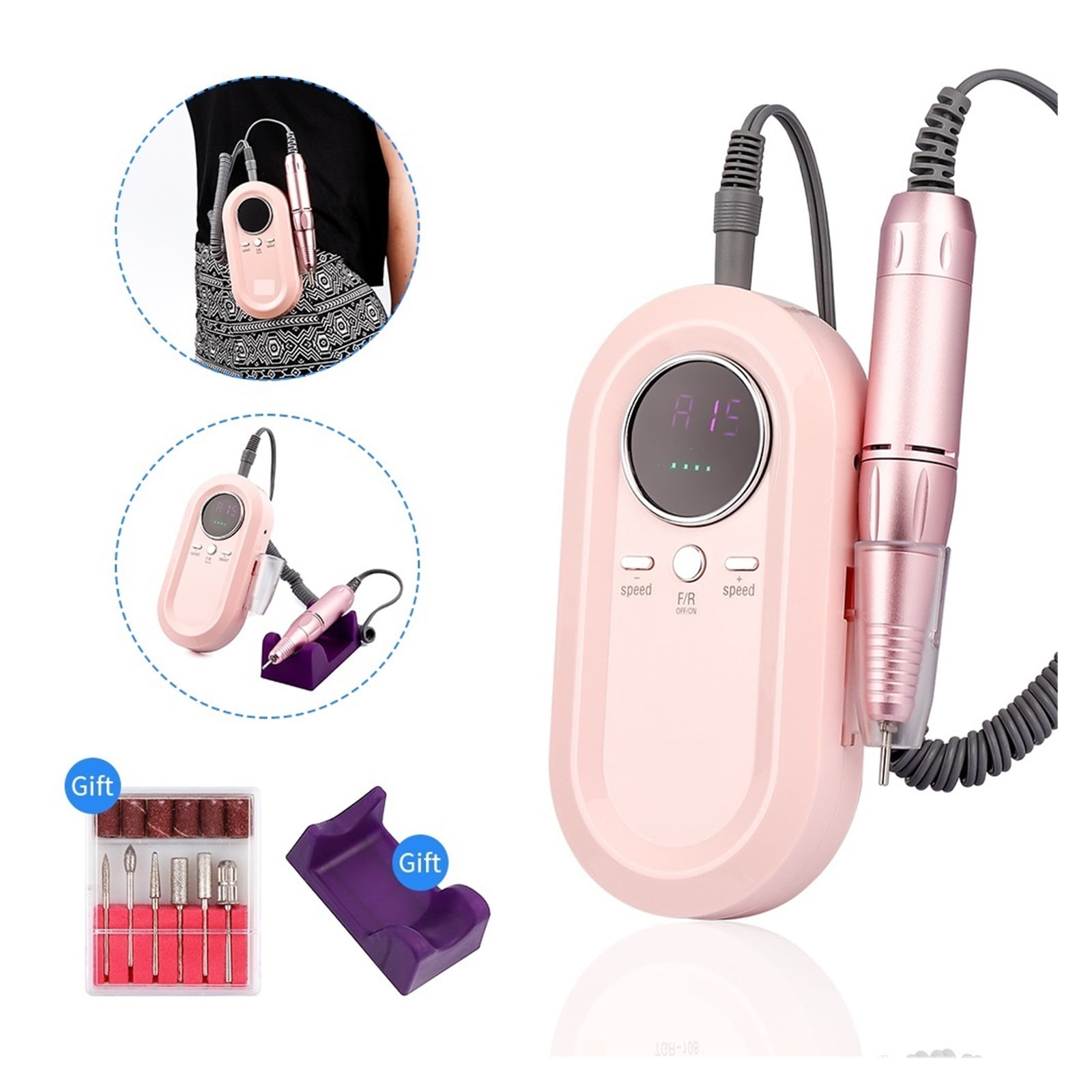 Portable Nail Drill, 30000 RPM Portable Electric Nail Drill Machine, Manicure Pedicure Tool Set, Nail Polisher Remove Gel Nail Polish Acrylic ,Long Lasting