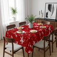 thumbnail image 6 of Red Snowflake Christmas Table Cloth Waterproof Tablecloths, Xmas Snowflake Modern Art Winter Tablecloth Dining Table Cover for Kitchen Party Tabletop Outdoor, Rectangle Tablecloth 60x102 Inch, 6 of 9