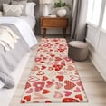 thumbnail image 5 of Valentine's Day Washable Area Rug 2 x 6 ft Vintage Red Stripes Plaid Love Heart Linen Texture, Soft Non Slip Rugs Stain Repellent Indoor Felt Carpet for Living Dining Room Bedroom Home Office, 5 of 9