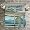 thumbnail image 3 of Ambesonne Seascape Quilted Bedspread Set 3 Pcs, Ocean Forest Apartment, King Size, Forest Green White, 3 of 3