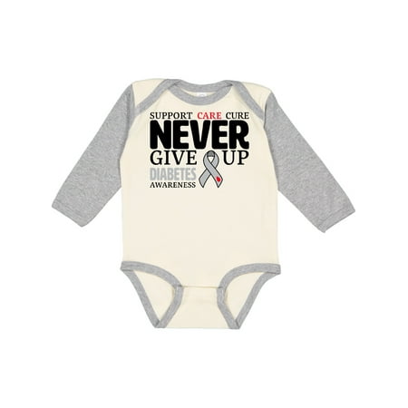 

Inktastic Support Care Cure- Never Give Up- Diabetes Awareness Gift Baby Boy or Baby Girl Long Sleeve Bodysuit