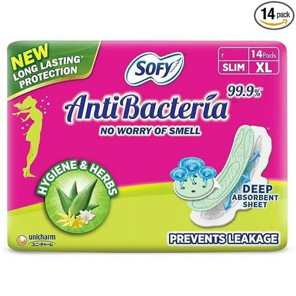 Sofy Women Anti Bacteria Extra Long Sanitary Pads, X-Large, Pack Of 14 Unit ( Pack of 10 )