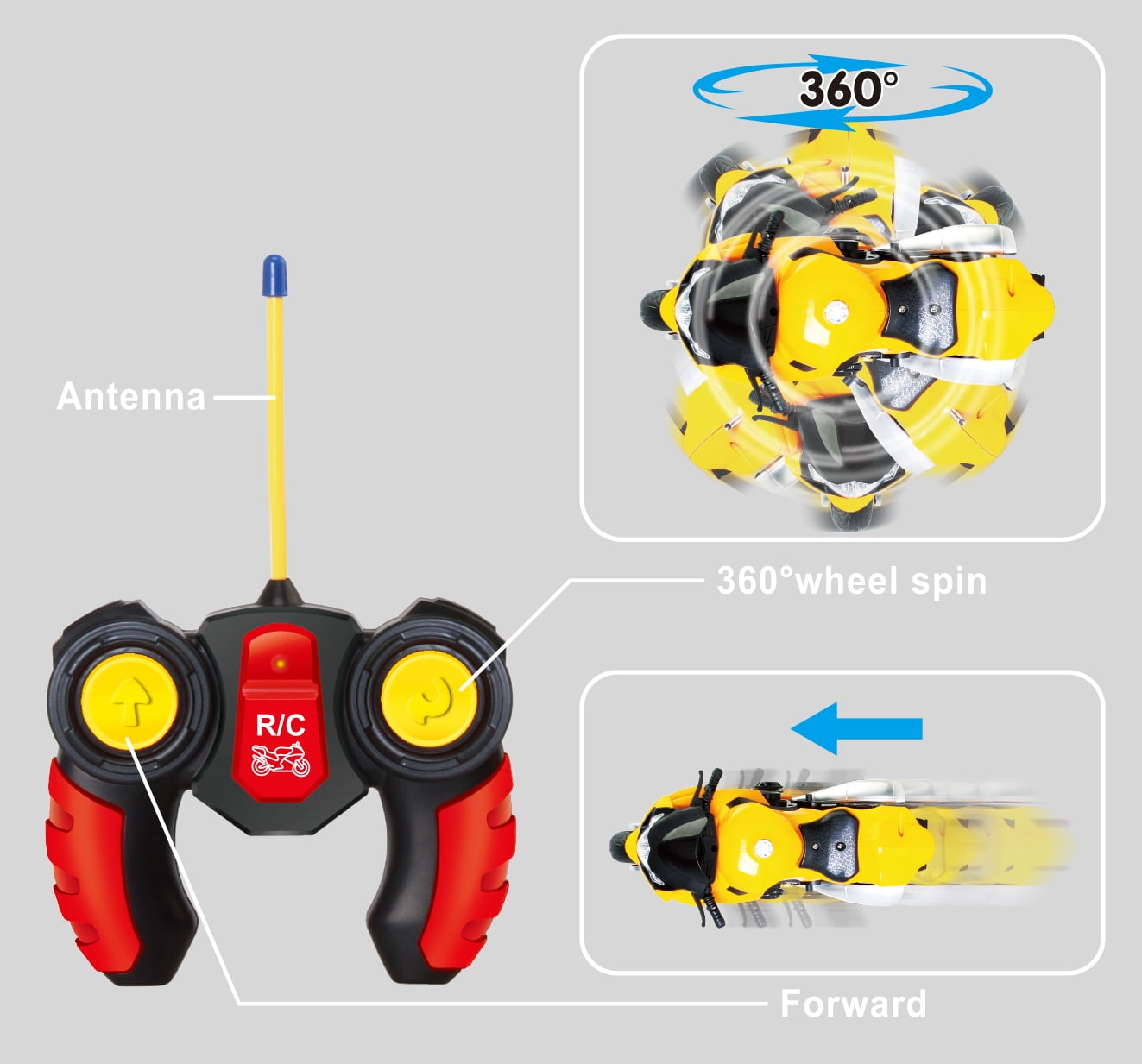 PlayWorld Ready! Set! Race! RC Motocycle Remote Control Toy - Yellow
