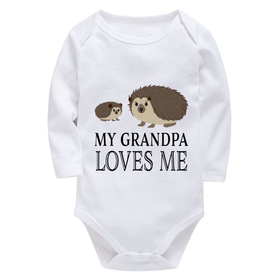 My Grandpa Loves Me Baby Romper Girl Long Sleeve Neutral Baby Girl Outfit White Infant Onsies0-3 Months Girls