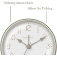 thumbnail image 3 of Presentime & Co 4" Chic Home Tabletop Alarm Mantel Clock, Desk and Shelf Clock, Silent no Ticking, Warm Gray and Chic Silver Finish. Tabletop Décor, Home Décor, 3 of 5