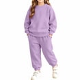 thumbnail image 2 of ITSAME Girls 2 Piece Long Sleeve Crewneck Sweatshirt and Jogger Sweatpants Set Kids Casual Athletic Outfit Size 10, 2 of 9