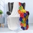 thumbnail image 4 of Watercolor Flower Soft Flannel Fleece Throw Blanket, Group of Murky Mix Fish Sea Animals in Dark Motley Abstract Art Image, Cozy Plush for Indoor and Outdoor Use, 60" x 80", Multicolor, by Ambesonne, 4 of 5