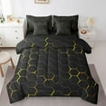 thumbnail image 1 of YST 7 Piece Golden Honeycomb Print Bed in a Bag, Geometric Bedding Set, Queen Size, 1 of 5