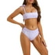 thumbnail image 4 of Conjuntos de bikini de dos piezas con tirantes atados de leopardo INSPIRE CHIC para mujer, trajes de baño de cintura alta en color púrpura claro, 4 of 5