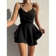 thumbnail image 4 of Sexy Irregular Summer Suspender Short Dress New Women Solid Color Slim Waist Backless Casual Party Dress Ladies Fashion Elegant A-line Mini Dress 797, 4 of 4