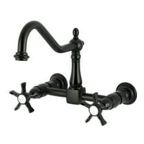 Kingston Brass KS1240NX Hamilton Double-Handle Wall-Mount Bridge Kitchen Faucet, Matte Black
