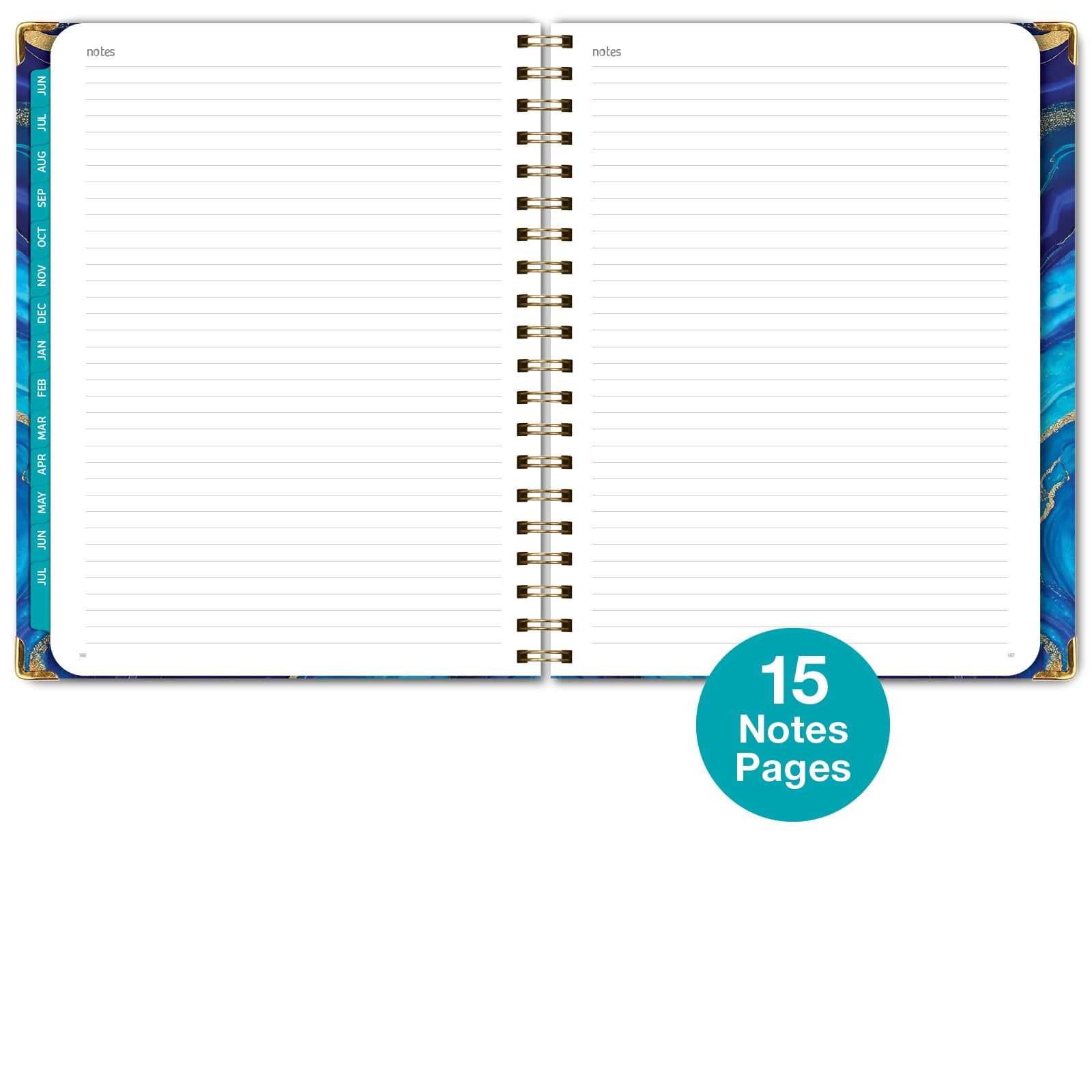 Academic Year 2025-2026 Planner, June 2025 - July 2026, 8.5"x11" Daily Weekly Monthly Planner Yearly Agenda, Hardcover, Bookmark, Pocket Folder and Sticky Note Set (Dark Blue Marble)