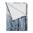 thumbnail image 2 of Winter Soft Flannel Fleece Blanket, Snow Covered Forest Idyllic Early Morning Scenery Seasonal Xmas Nature, Cozy Plush for Indoor and Outdoor Use, 50" x 60", Black White Slate Blue, by Ambesonne, 2 of 5