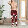 thumbnail image 5 of Uemuo Christmas Buffalo Plaid Pattern Men's Wide Leg Palazzo Lounge Pants with Pockets Light Weight Loose Comfy Casual Pajama Pants-Medium, 5 of 9