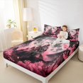 thumbnail image 3 of Homewish Pink Flower Victorian Castle Bed Sheets for Teens, Magical Moon Halloween Full Size Sheets, 4pcs, 1 Flat Sheet, 1 Fitted Sheet and 2 Pillowcases, 3 of 5
