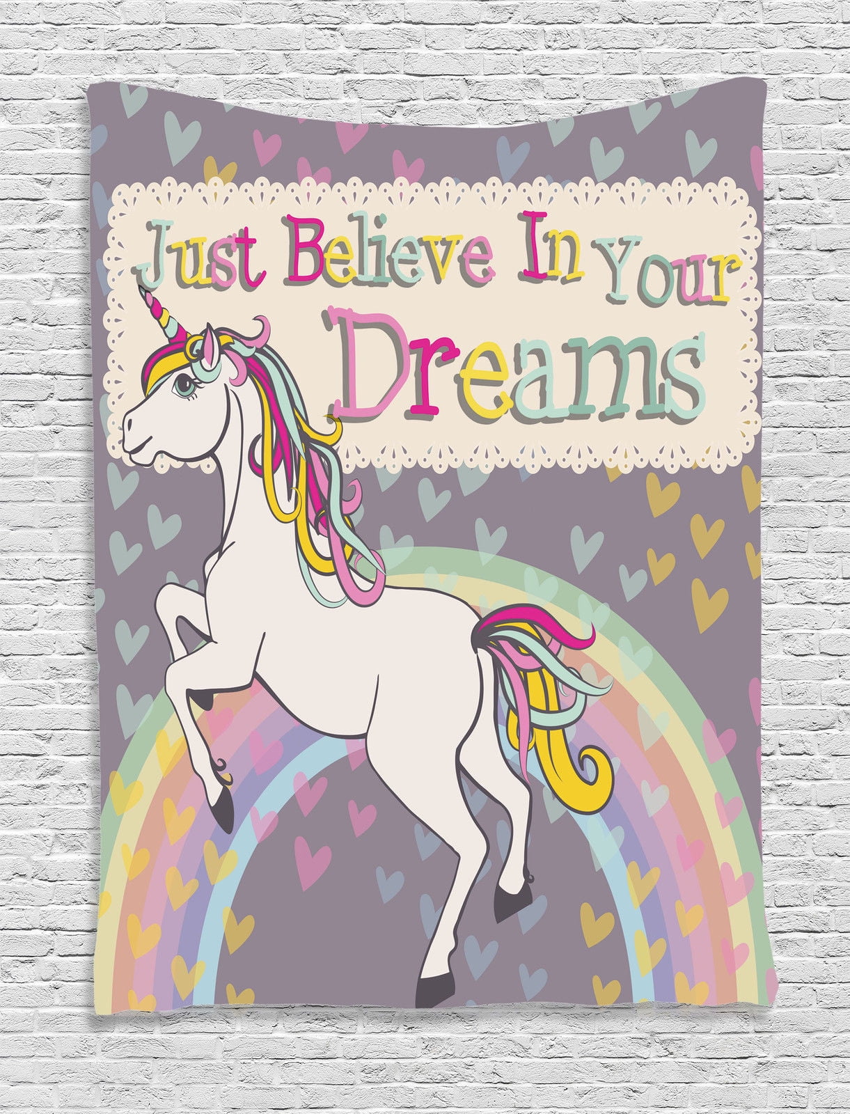 Rainbow Happy Days Pony Horse Kids Childrens Teen Art Canvas Print A3