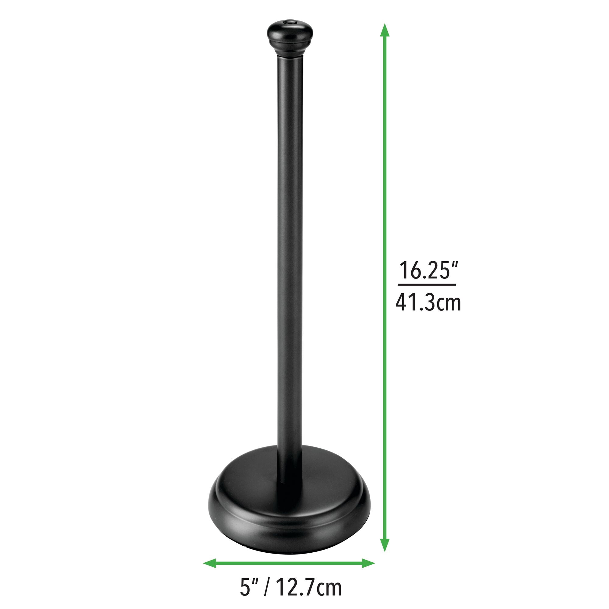 mDesign Metal Free-Standing Toilet Paper Holder - Black
