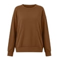 thumbnail image 5 of TKLPEHG Solid Color Crewneck Sweatshirts Women With Pocket Long Sleeve Loose Fit Tunic Sweatshirt Casual Pullover Fall Clothes (Brown,L), 5 of 7
