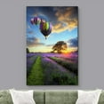 thumbnail image 2 of wall26 Framed Canvas Print Wall Art Sunset Hot Air Balloons Over Lavender Flowers Nature Wilderness Photography Realism Chic Scenic Colorful Rustic Ultra for Living Room, Bedroom, Office - 16"x2, 2 of 5