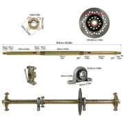 Complete 32-Inch Rear Axle Kit, DIY Go-Kart Live Axle for ATVs, Quads, Buggies, Go Karts, and Golf Carts - Includes 145/70-6 Go Cart Wheels, Steering Shaft, Brakes, Hubs and Chain Sprocket