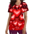 thumbnail image 2 of TIMIFIS Hauts de Sarrau d'Infirmière pour Femmes de la Saint-Valentin Uniforme de Travail Manches Courtes Col en V Blouse T-shirt de Travail avec Poches - Imprimé Rouge P, 2 of 5
