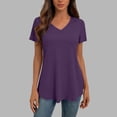 thumbnail image 6 of Eagokdc Womens T Shirt Casual V-Neck Large Loose Soft Tee Lightweight Short Sleeve Basic Plus Tops Blouse Size S-2XL, 6 of 8