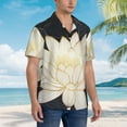 thumbnail image 3 of Yiaed Golden Lotus Print Hawaiian Shirt for Men Short Sleeve Button Down Shirts Beach Shirts for Men,3X-Large, 3 of 7