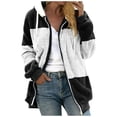 thumbnail image 1 of TQWQT Fleece Coats for Women  Faux Fur Jacket Coat Fuzzy Fleece Jacket Plus Size Zip Up Drawstring Sweatshirt Oversized Light Blue S, 1 of 6