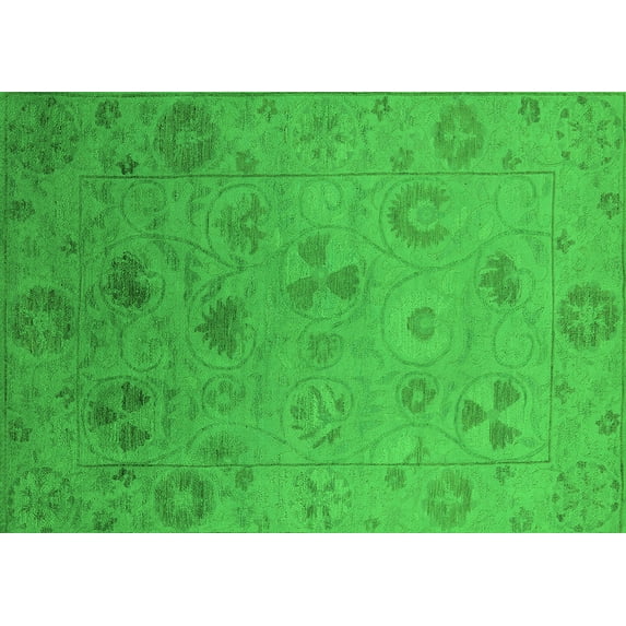 Ahgly Company Indoor Rectangle Oriental Green Industrial Area Rugs, 2' x 3'