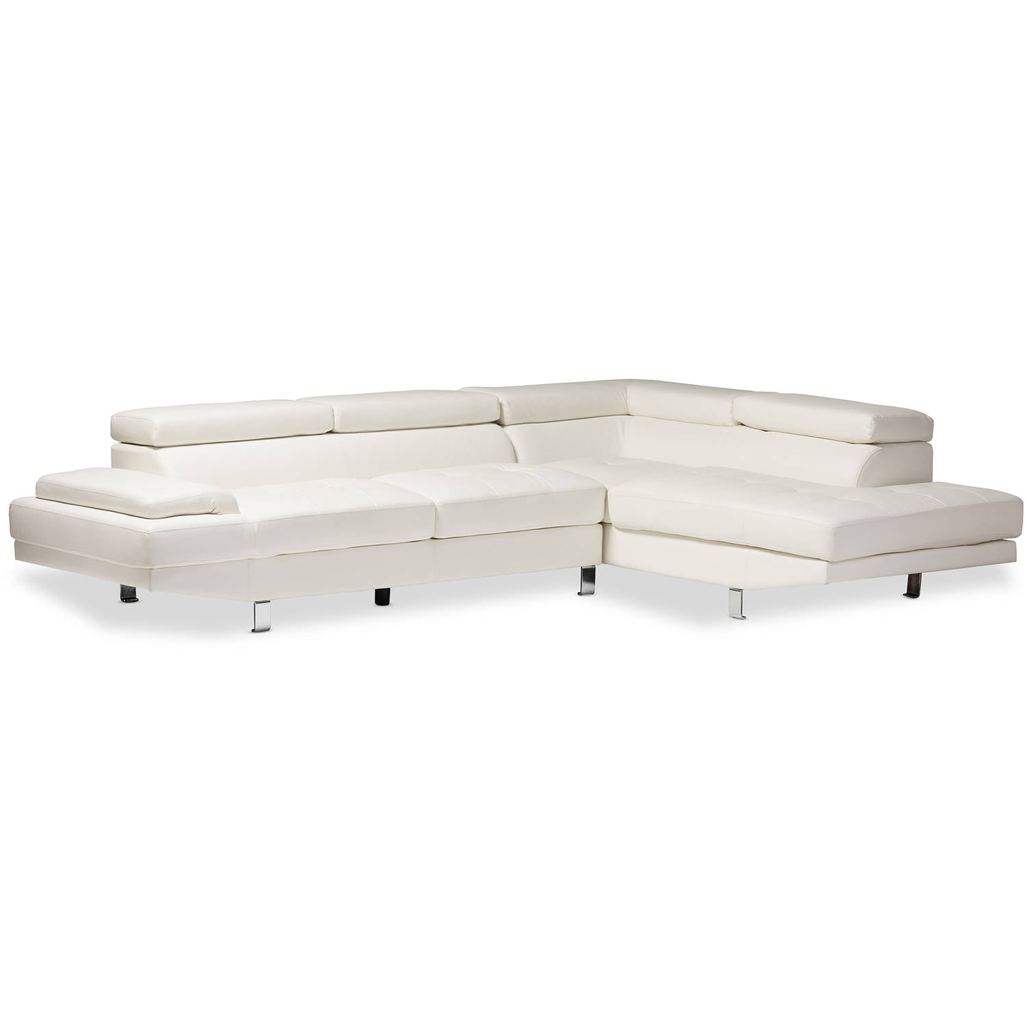 Baxton Studio Selma White Leather Modern Sectional Sofa Walmart