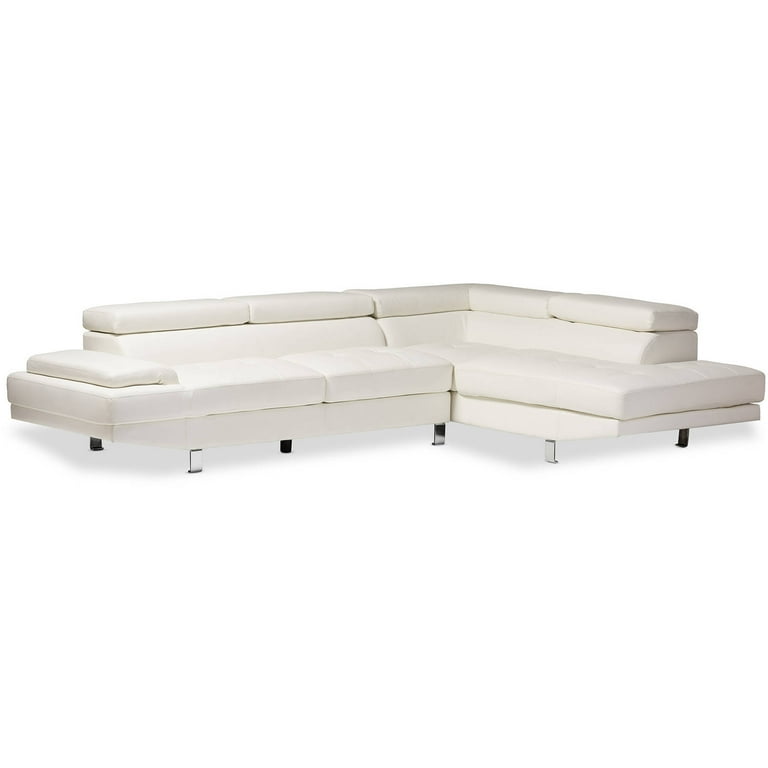 Baxton white leather sectional deals