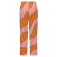 thumbnail image 6 of Abstract Wavy Pink Orange Lines Winter Female Pants Flannel High Waist Women Pants Lady Warm Straight Leg Plush Trousers, 6 of 7