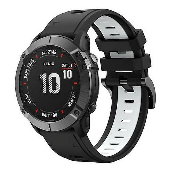 For Garmin Fenix 6x 26mm Two-color Sports Silicone Watch Band