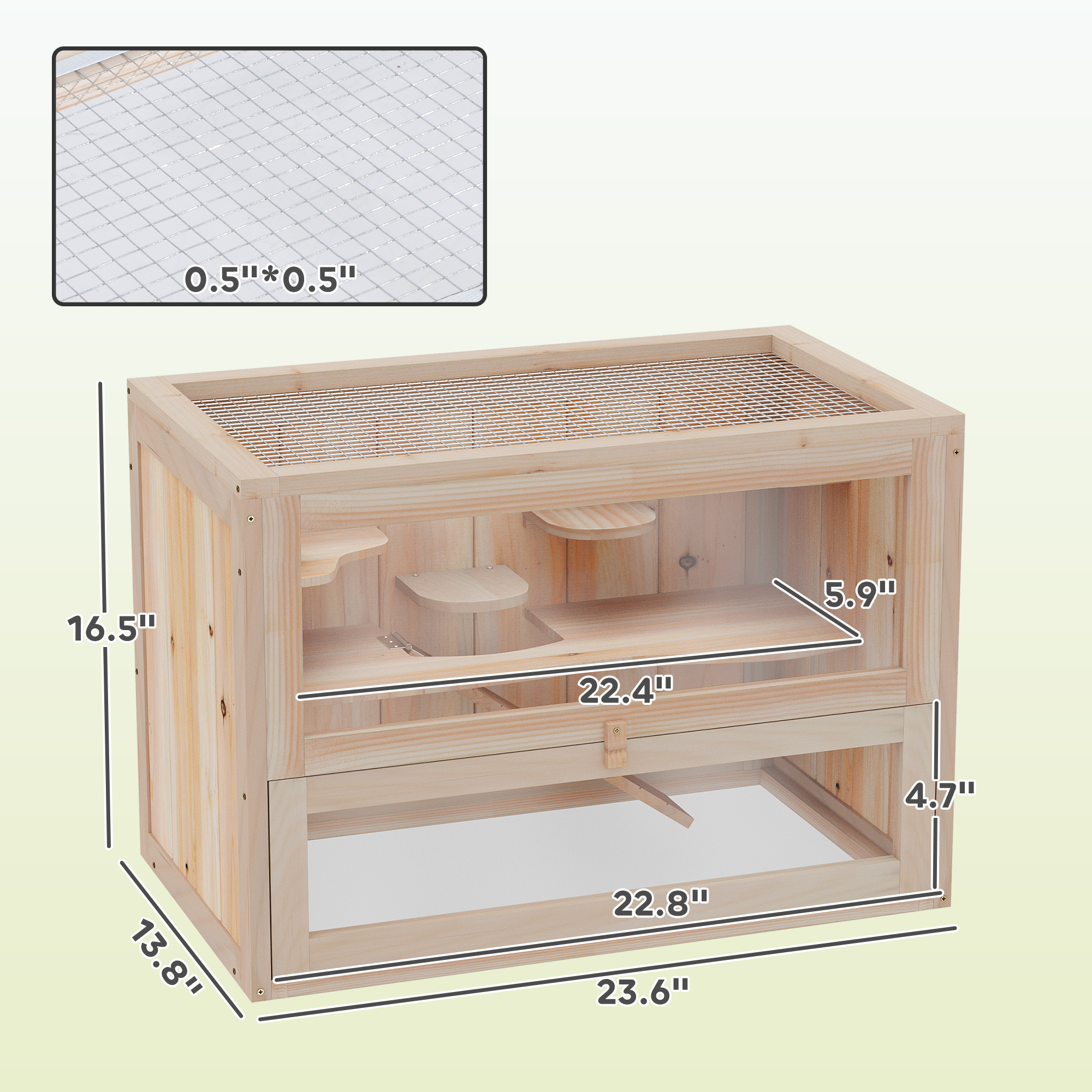 Pawhut 2-Level Wooden Hamster Cage with Openable Top photo 8