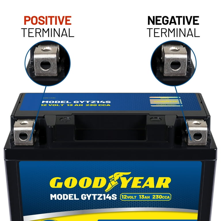 Goodyear GYTZ14S - 12 Volt 13 AH, 230 CCA, Rechargeable High