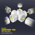 thumbnail image 4 of 3" x 3" x 3" x 3" x 2" DWV Double Sanitary Tee with Side Inlet Hub, White PVC Drain, Waste & Vent Fitting, (10 Pack), 4 of 7
