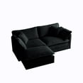 thumbnail image 6 of Llinc Store Chenille 2-Seater Modular Sofa with Footrest, 2 Seater L-Shaped Sectional Couch with 1 Ottoman, Loveseat with Ottoman for Living Room, Black, 6 of 9