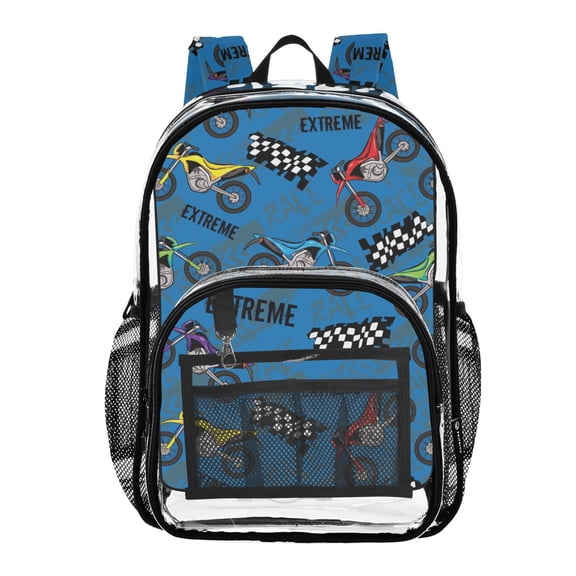 ALAZA Clear Backpack Cartoon Cool Motocycle PVC Transparent BookBag
