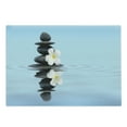 thumbnail image 1 of Rock Cutting Board, Spa Concept Massage Stones with Frangipani Plumeria, Decorative Tempered Glass Cutting and Serving Board, in 3 Sizes, by Ambesonne, 1 of 2